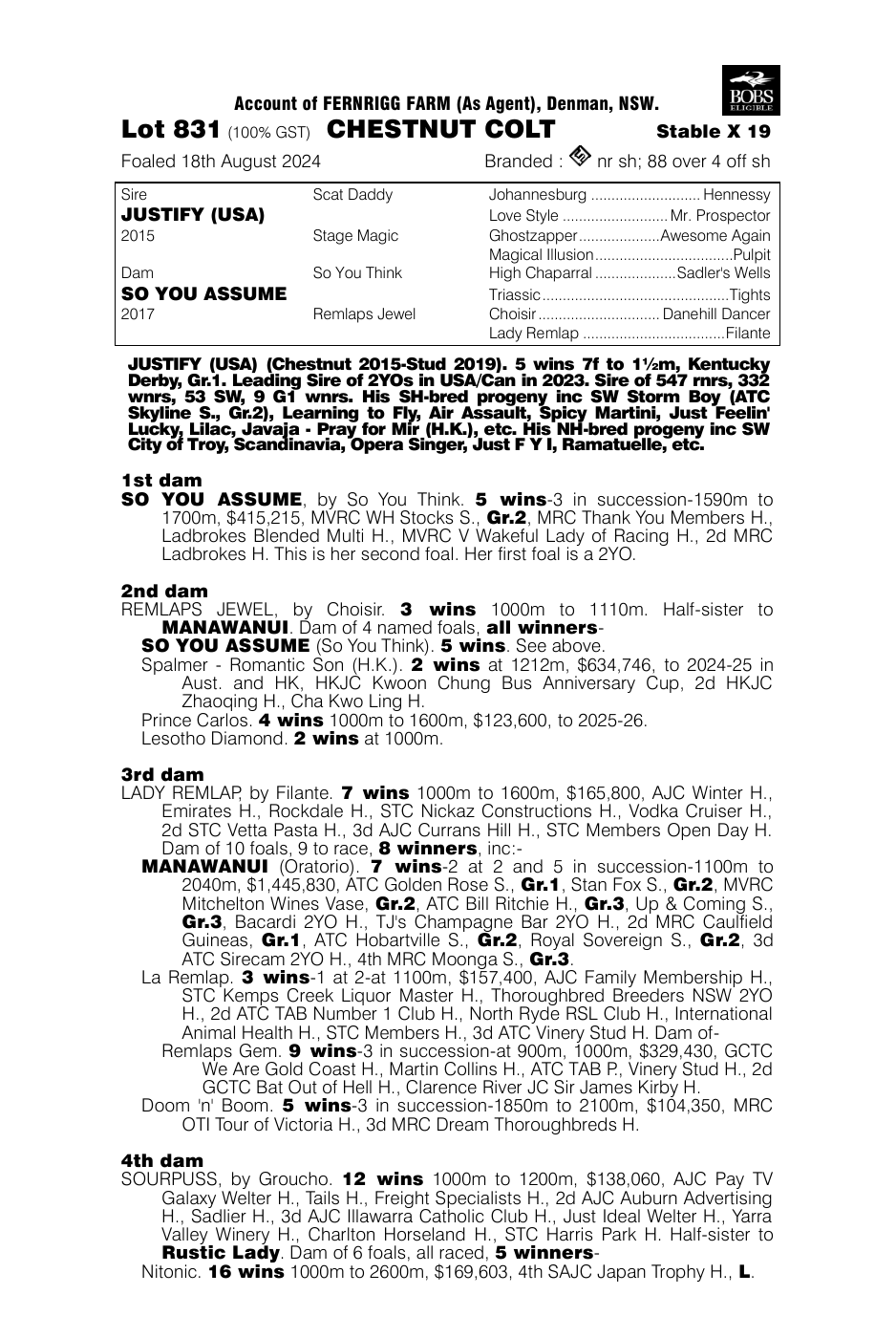Pedigree - Lot 831