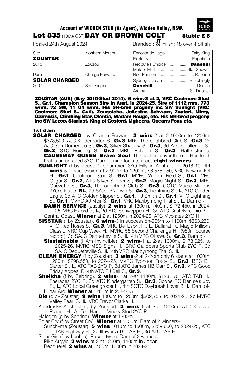 Pedigree - Lot 835
