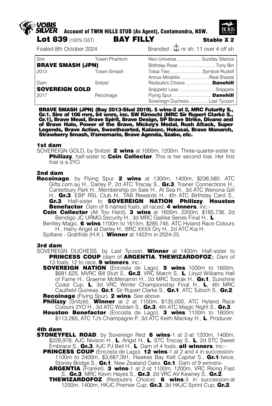 Pedigree - Lot 839