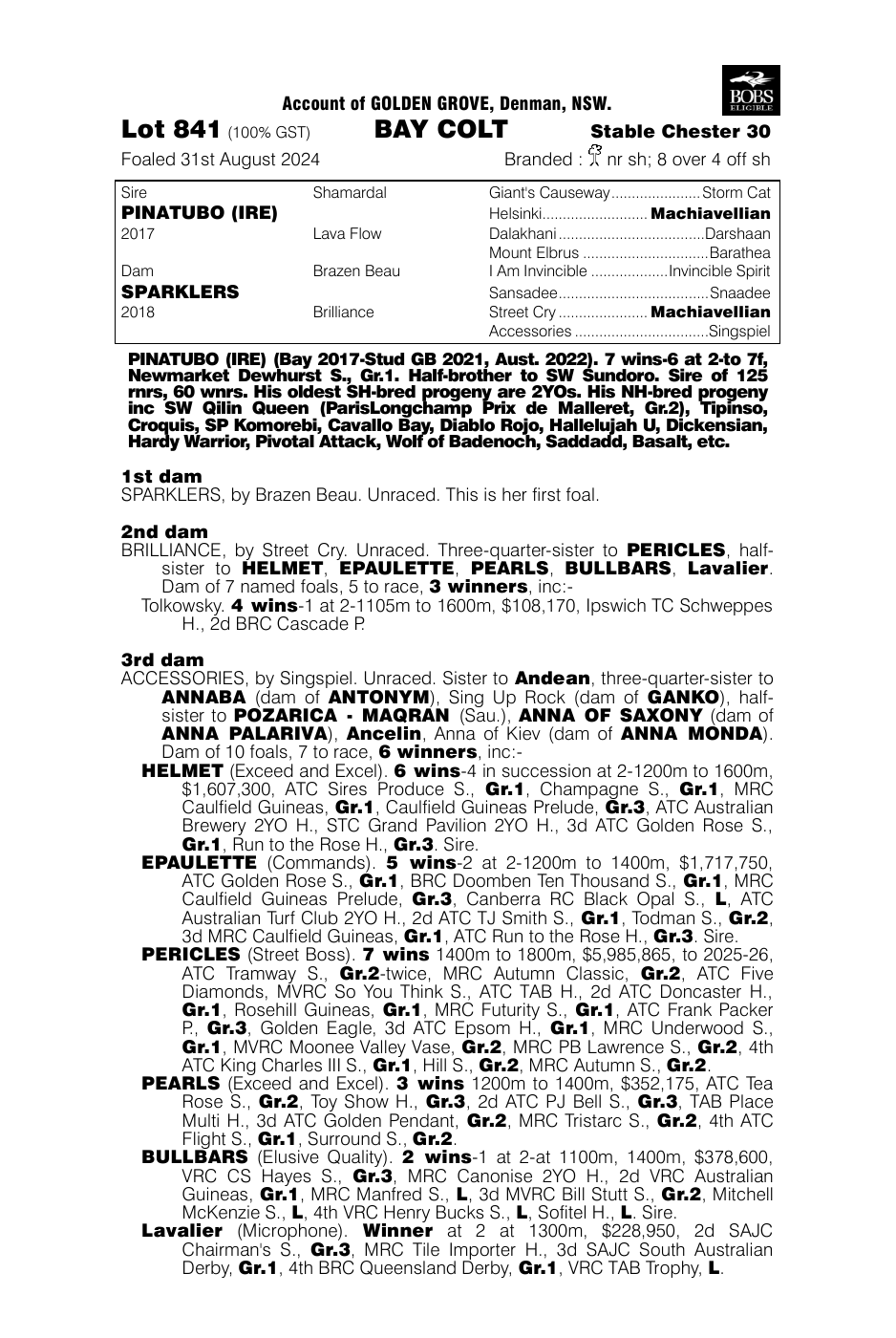 Pedigree - Lot 841