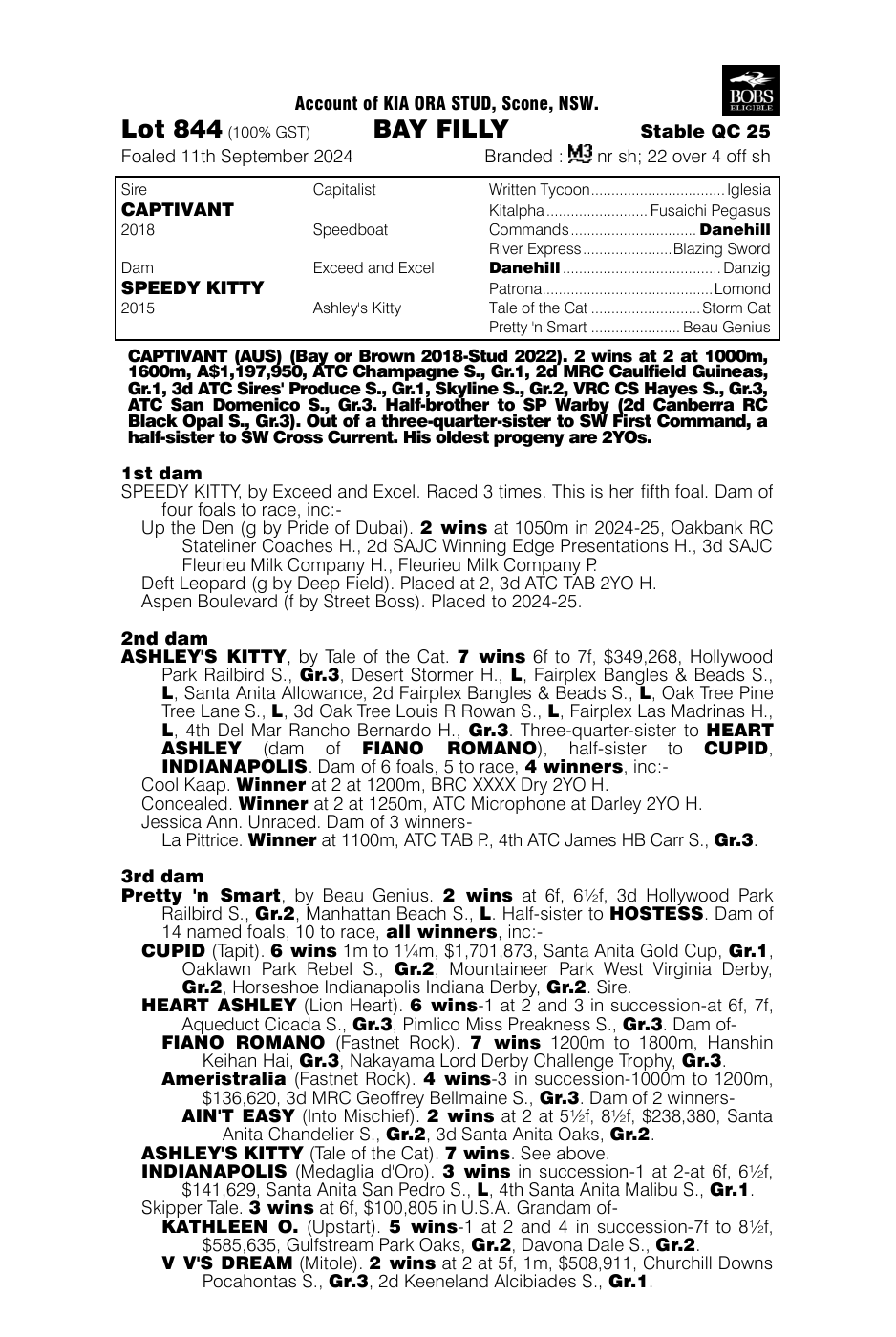 Pedigree - Lot 844