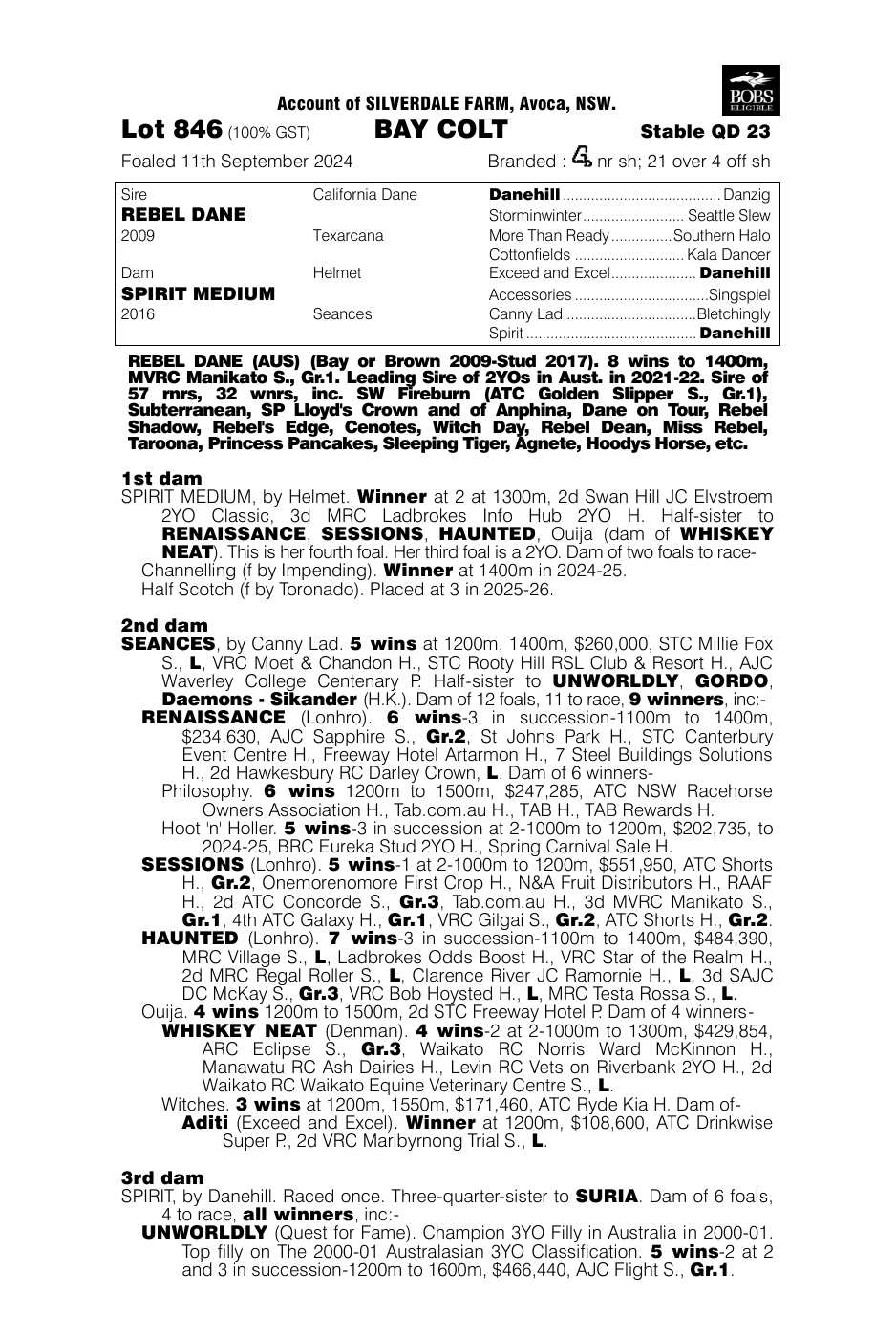 Pedigree - Lot 846