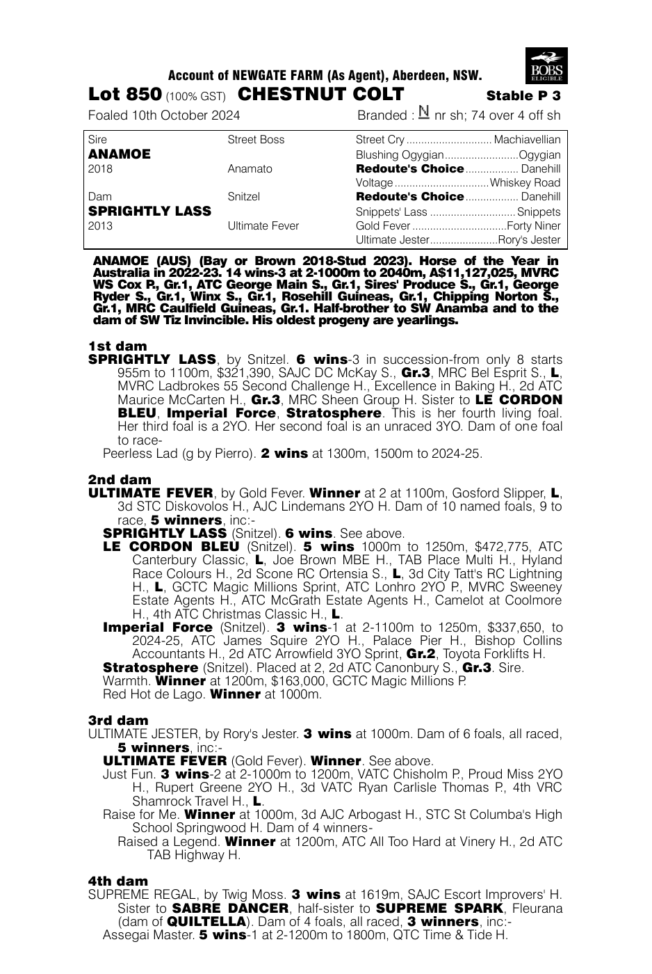 Pedigree - Lot 850