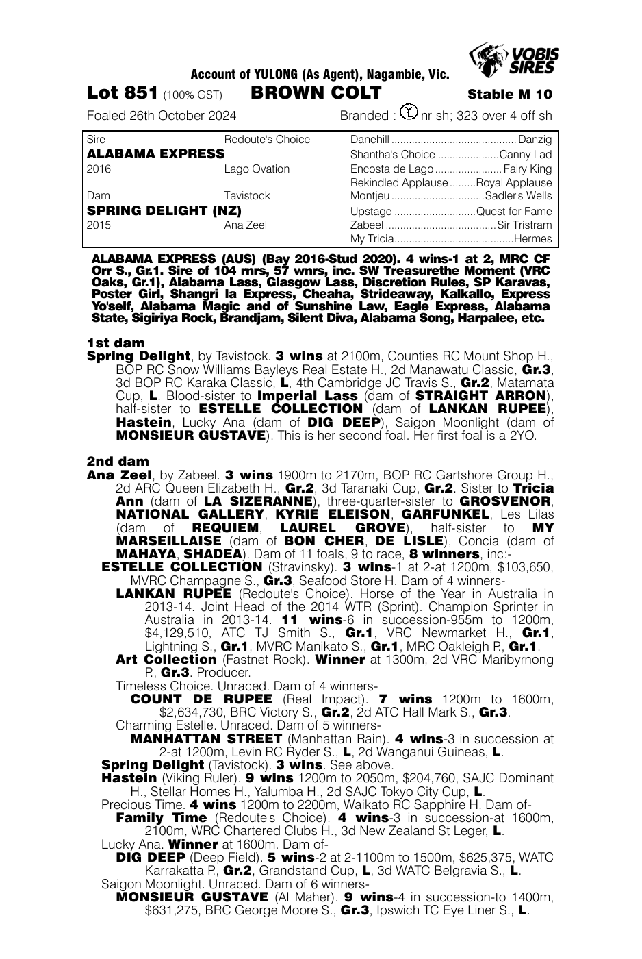 Pedigree - Lot 851