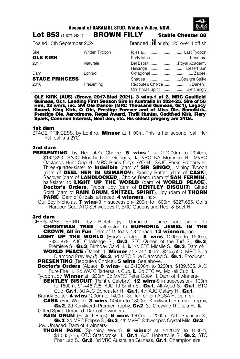 Pedigree - Lot 853
