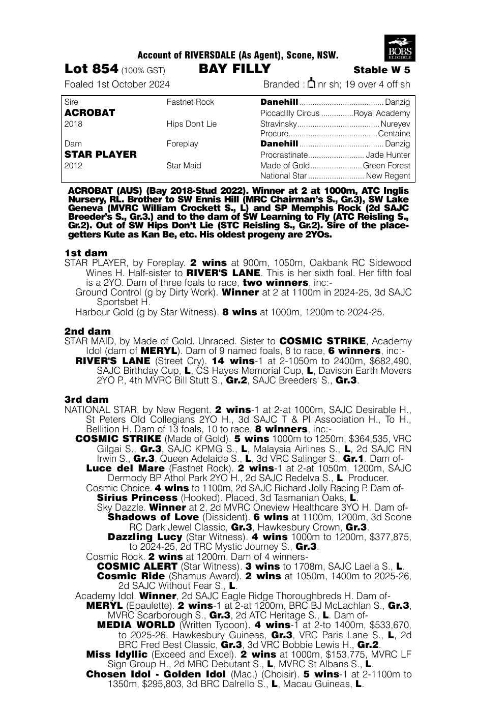 Pedigree - Lot 854