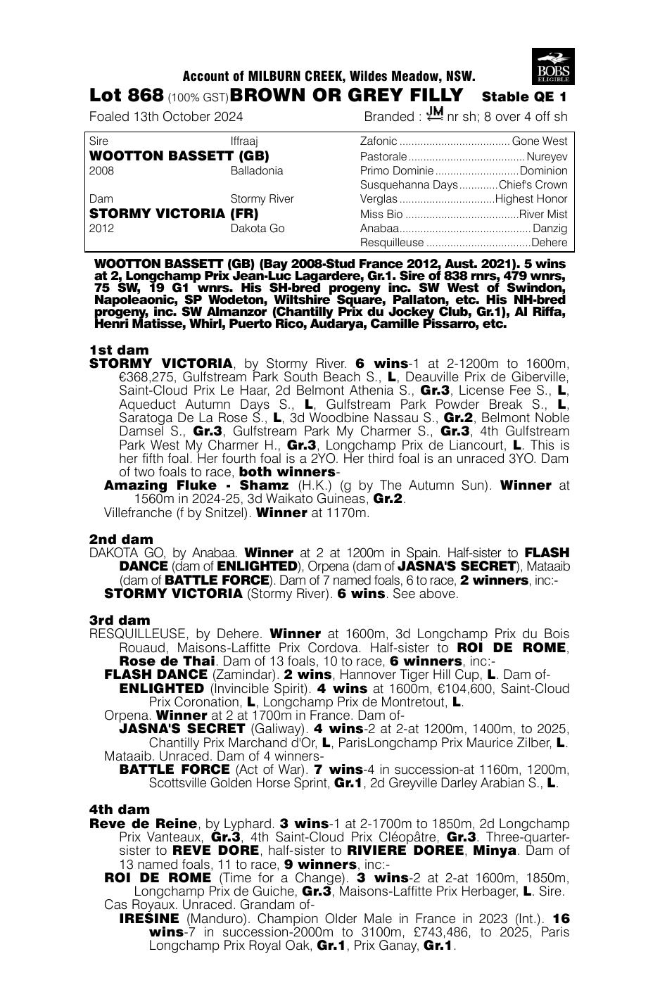 Pedigree - Lot 868