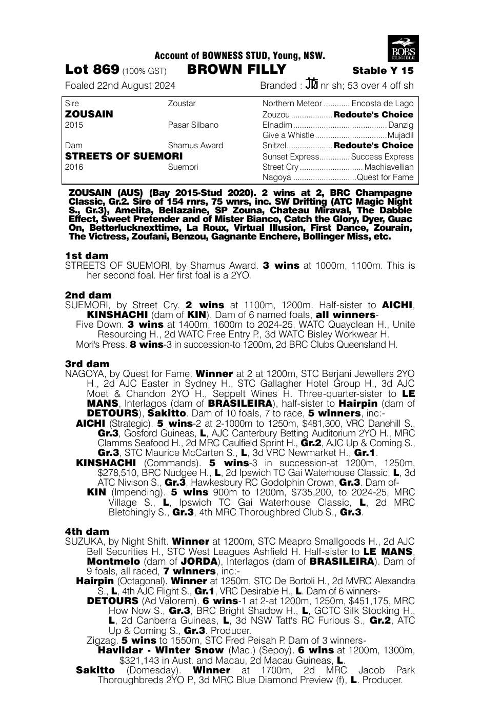 Pedigree - Lot 869