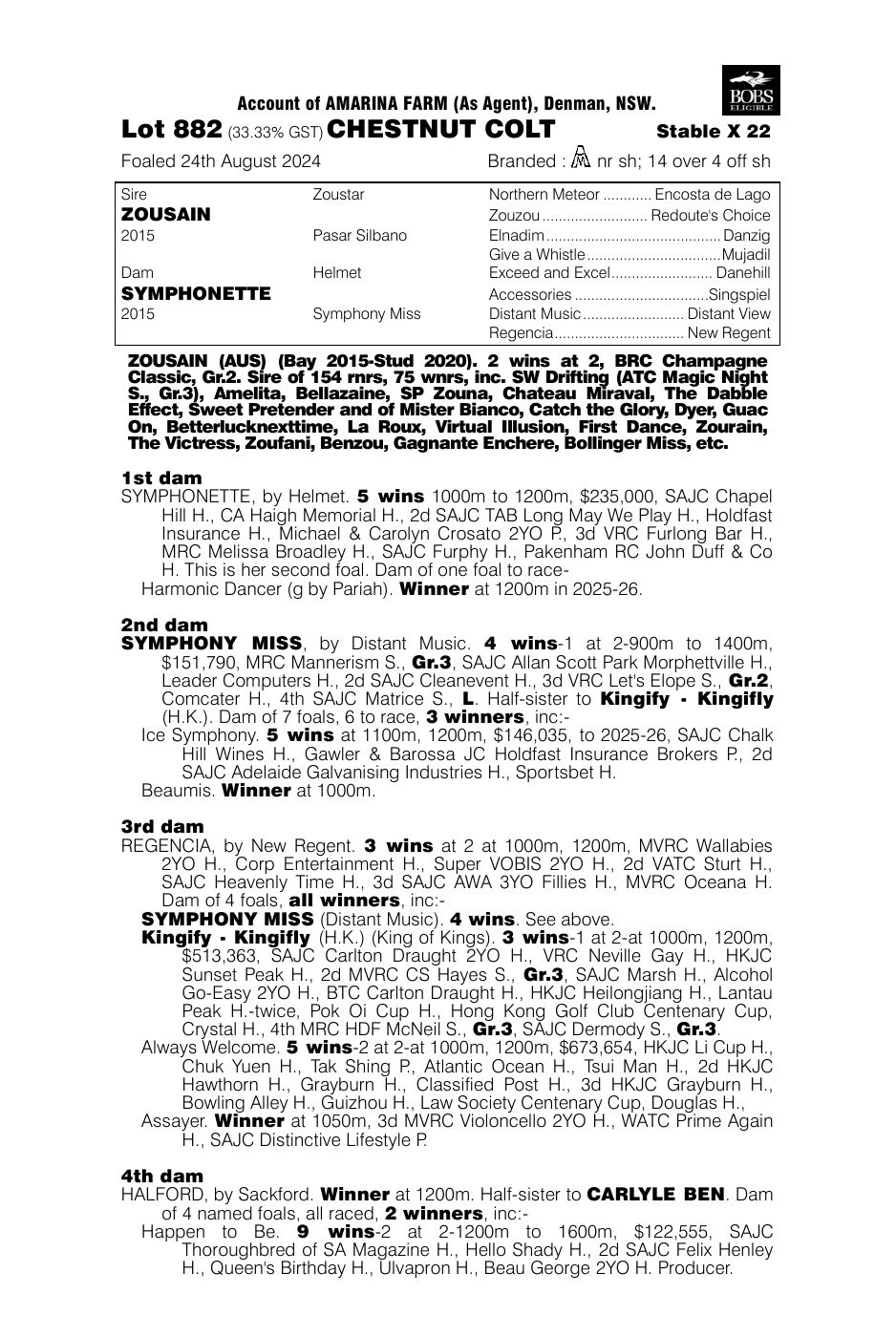 Pedigree - Lot 882
