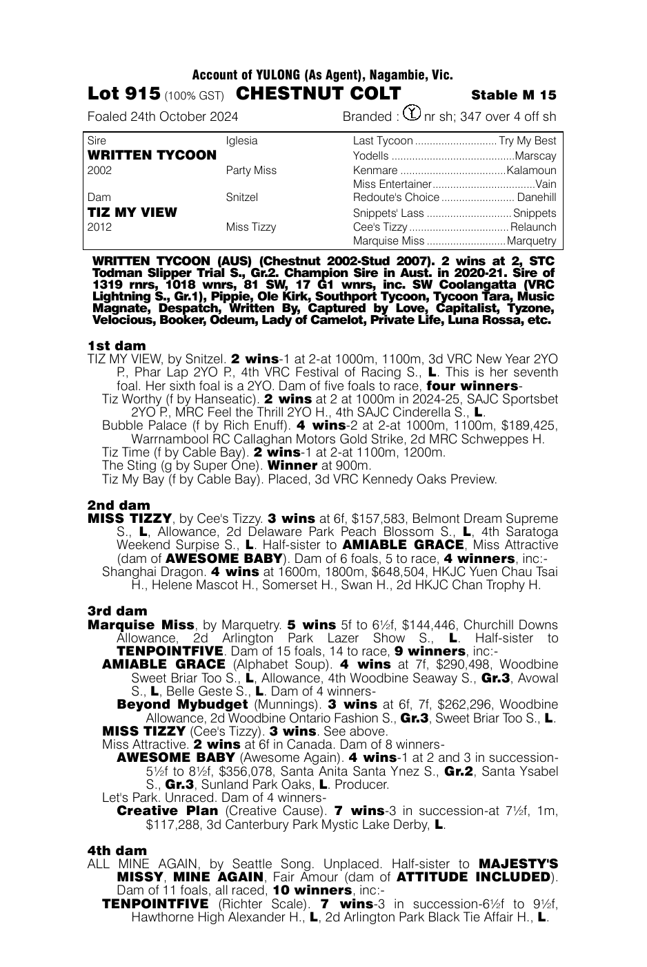 Pedigree - Lot 915