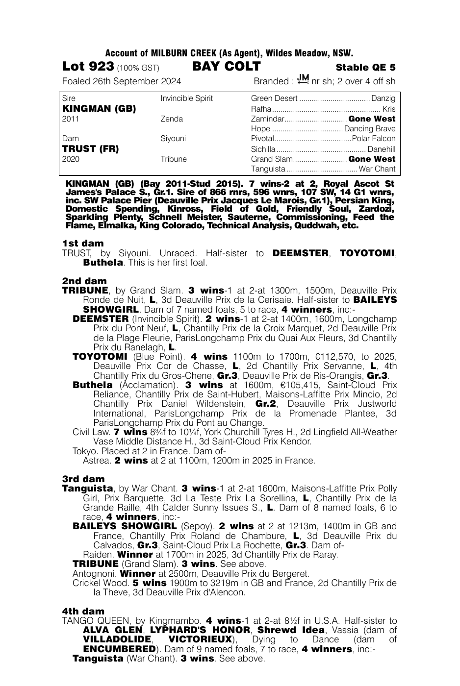 Pedigree - Lot 923