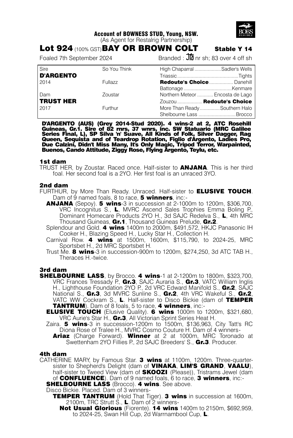 Pedigree - Lot 924