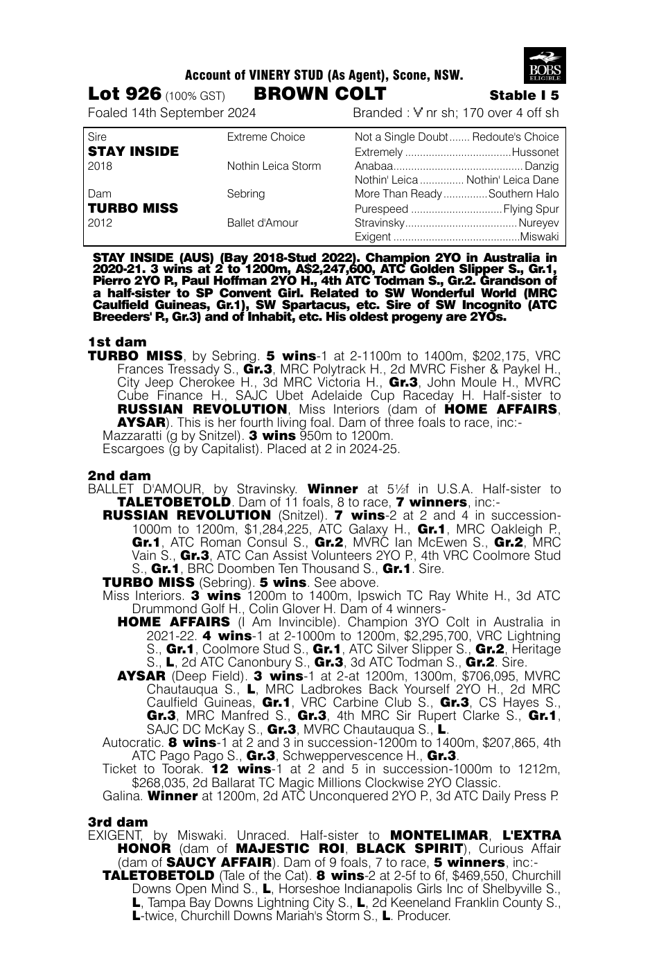 Pedigree - Lot 926