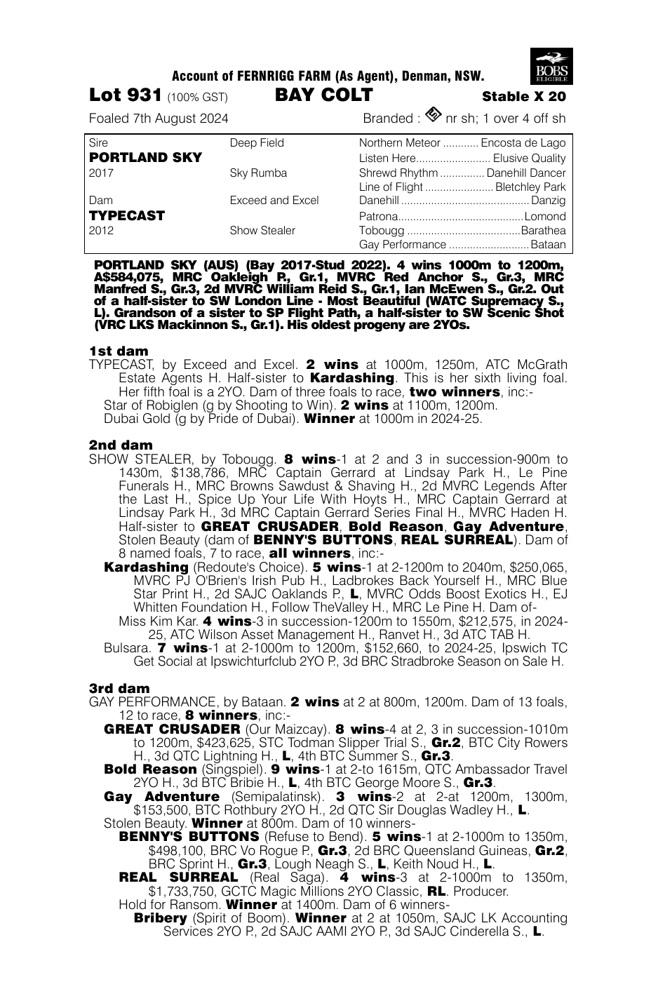 Pedigree - Lot 931