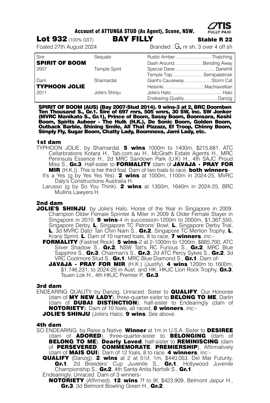 Pedigree - Lot 932