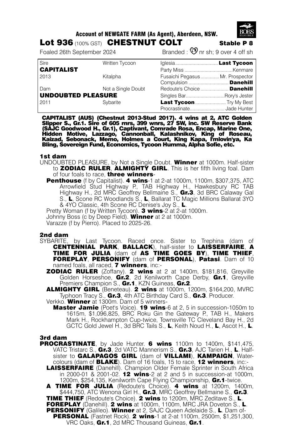 Pedigree - Lot 936