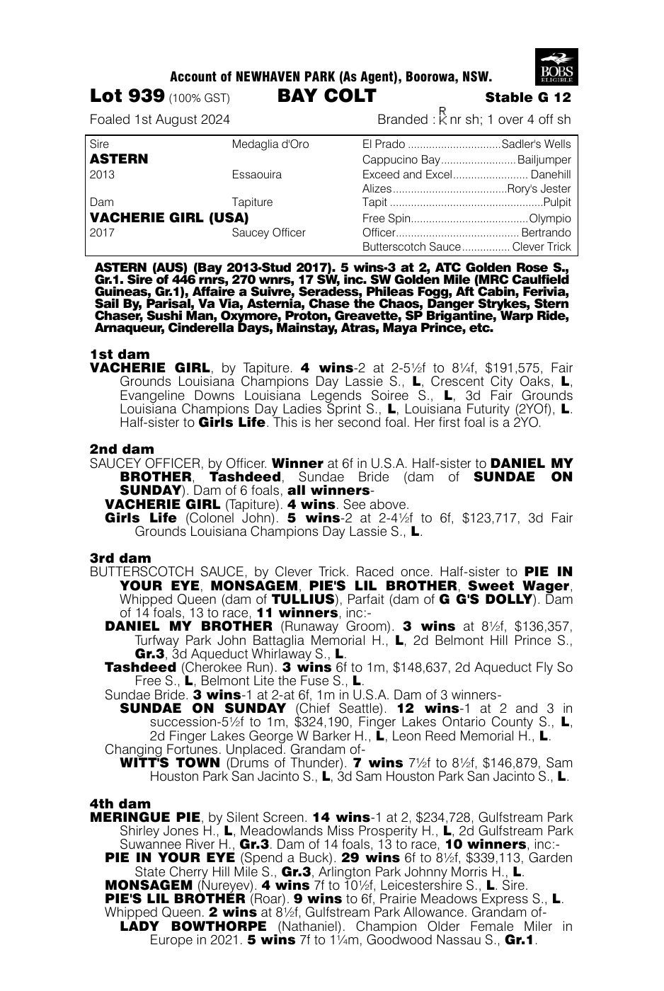 Pedigree - Lot 939