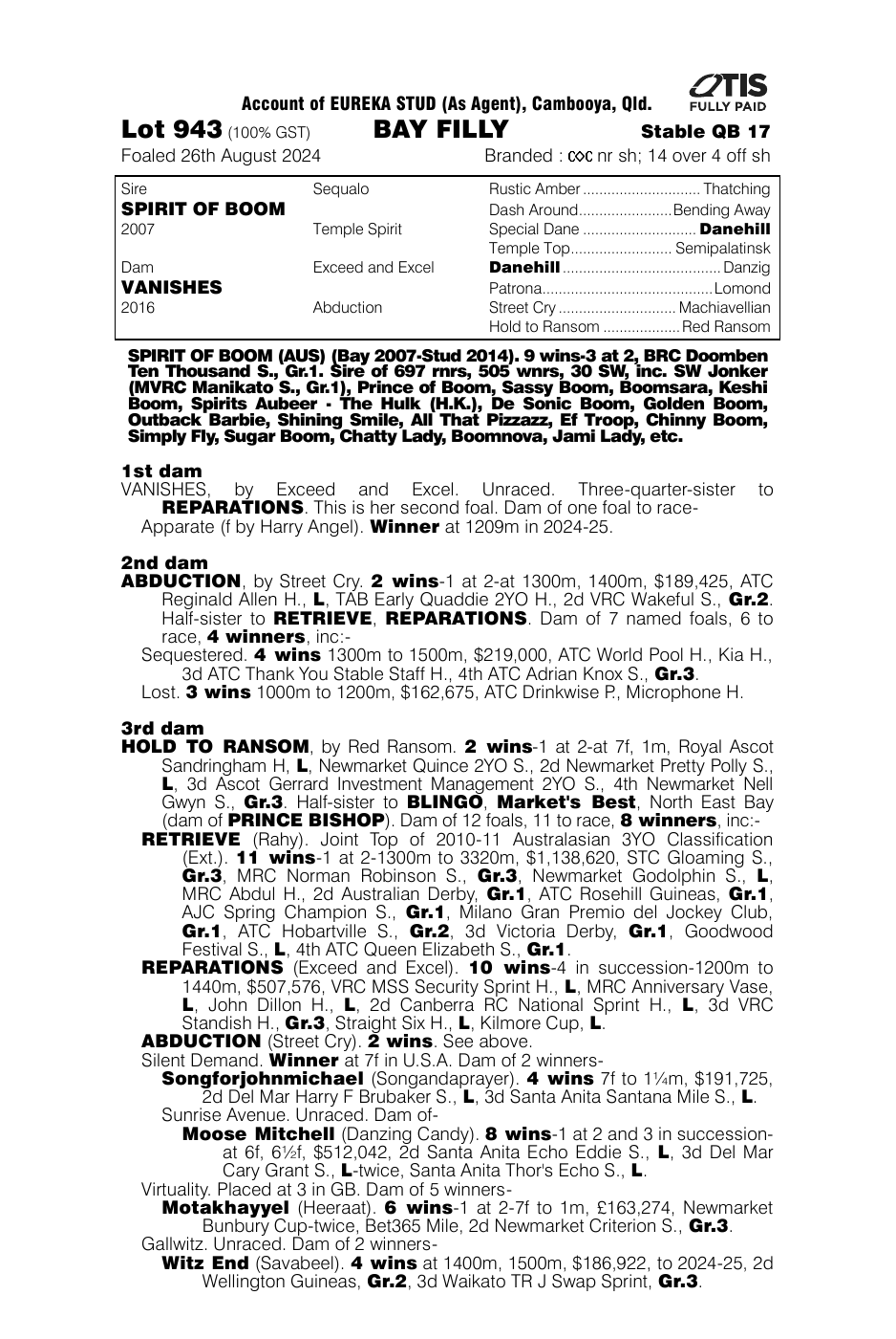 Pedigree - Lot 943
