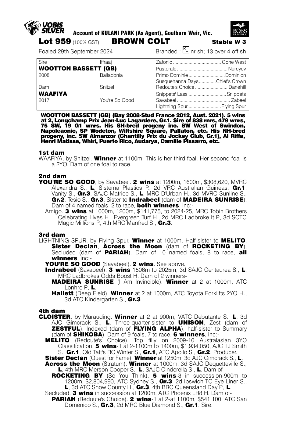 Pedigree - Lot 959