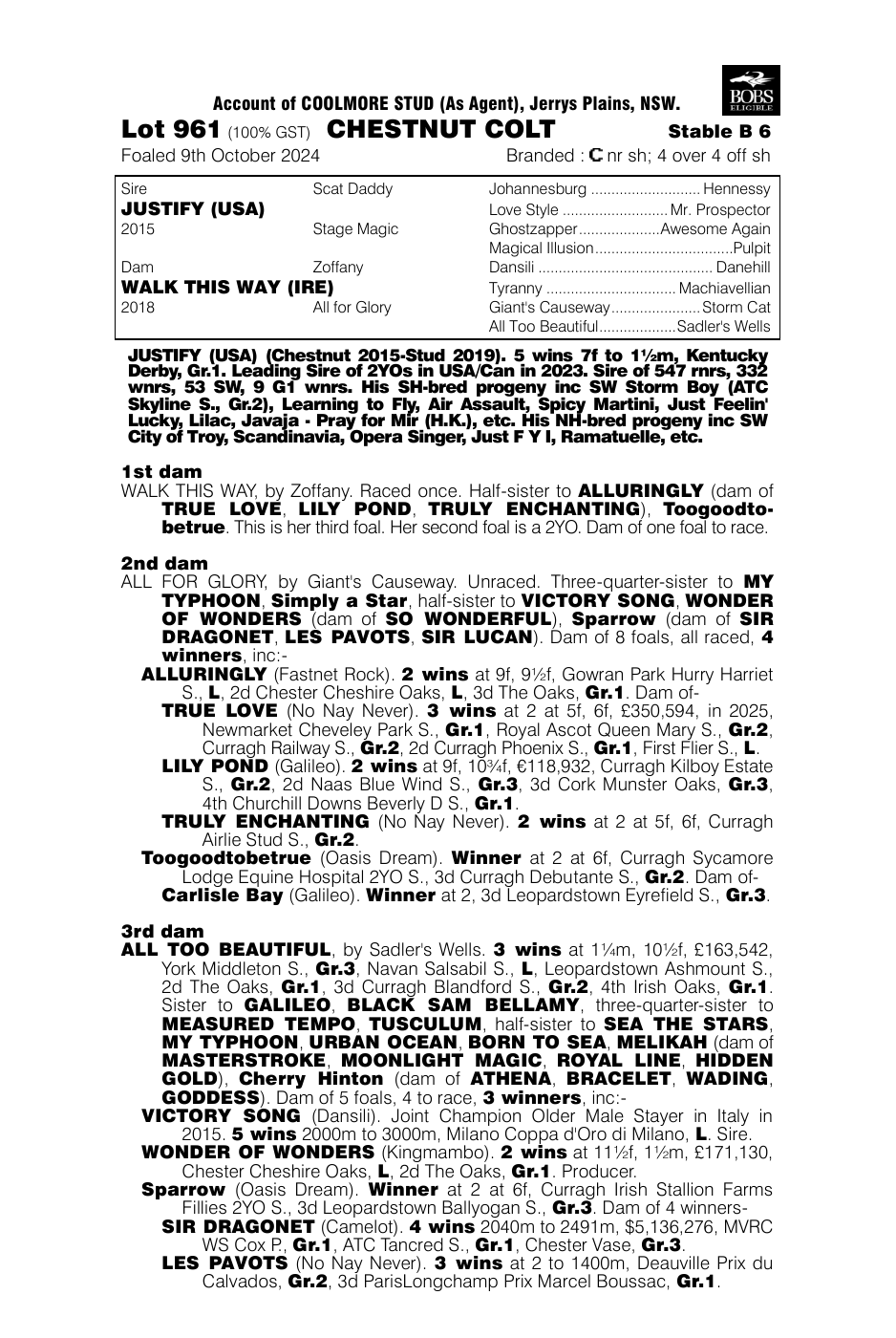 Pedigree - Lot 961