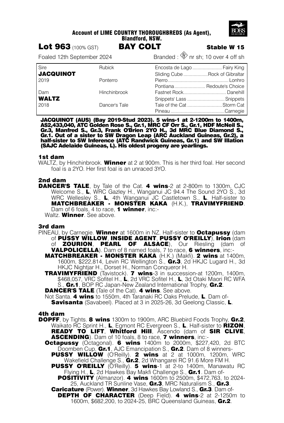 Pedigree - Lot 963