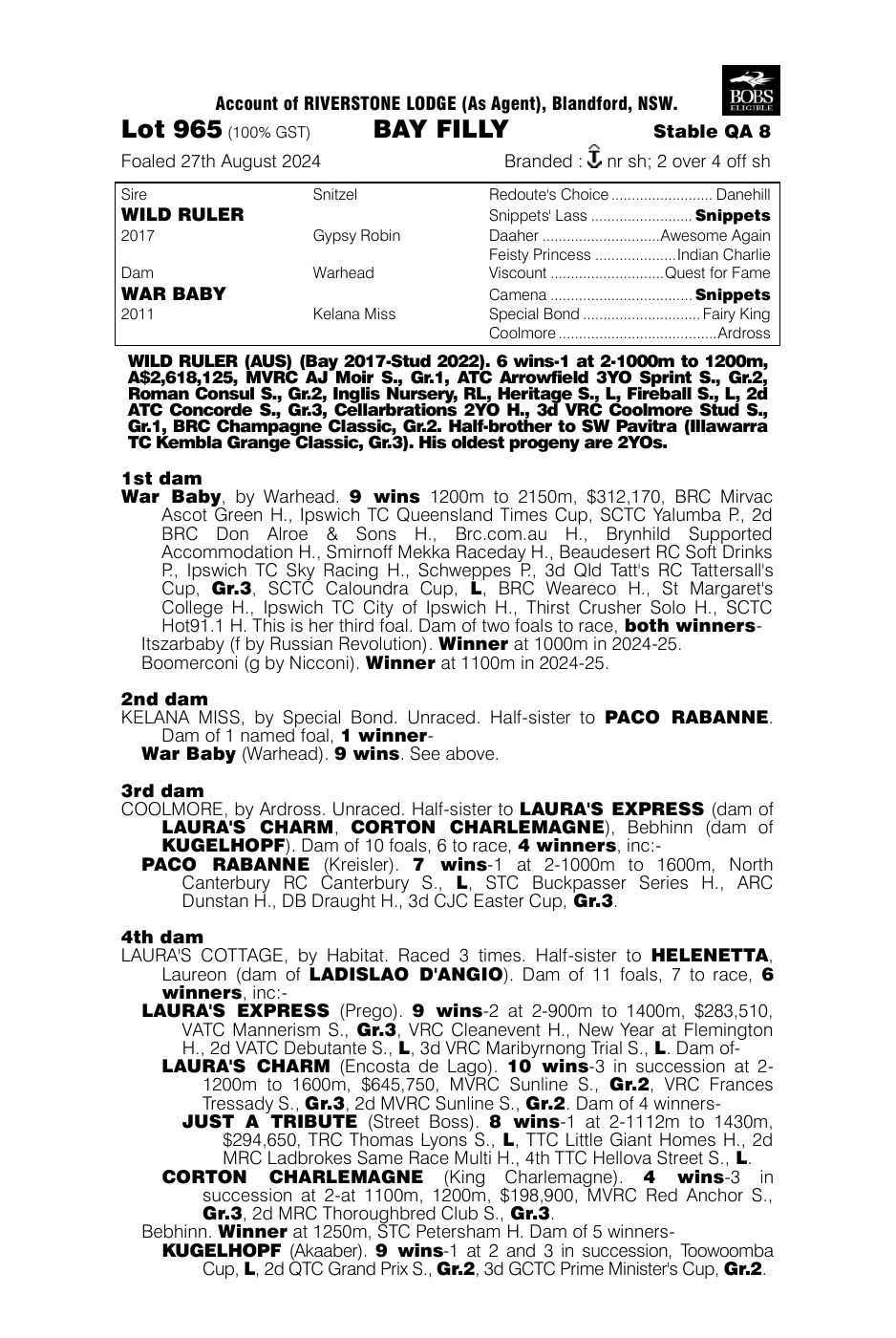 Pedigree - Lot 965