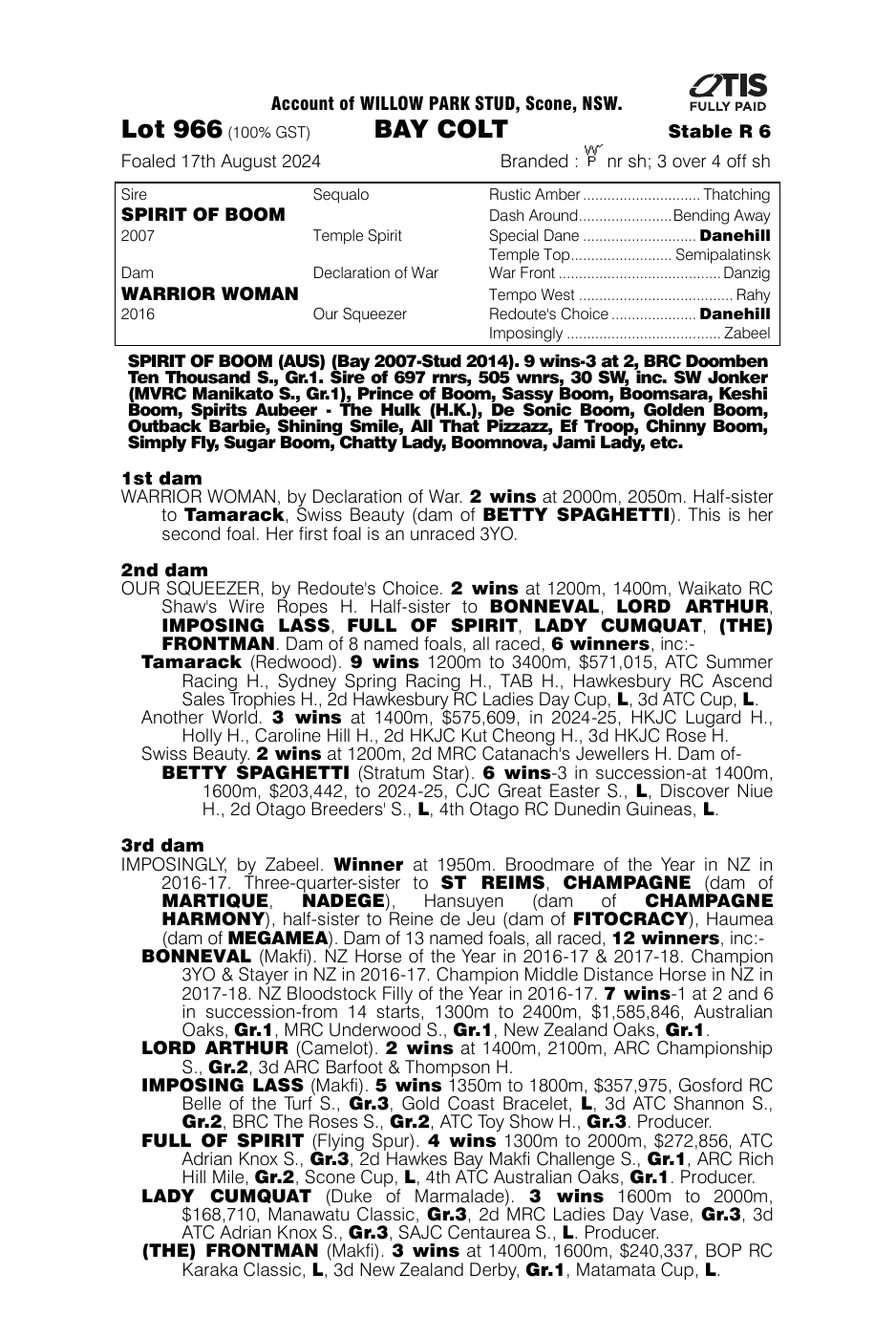 Pedigree - Lot 966