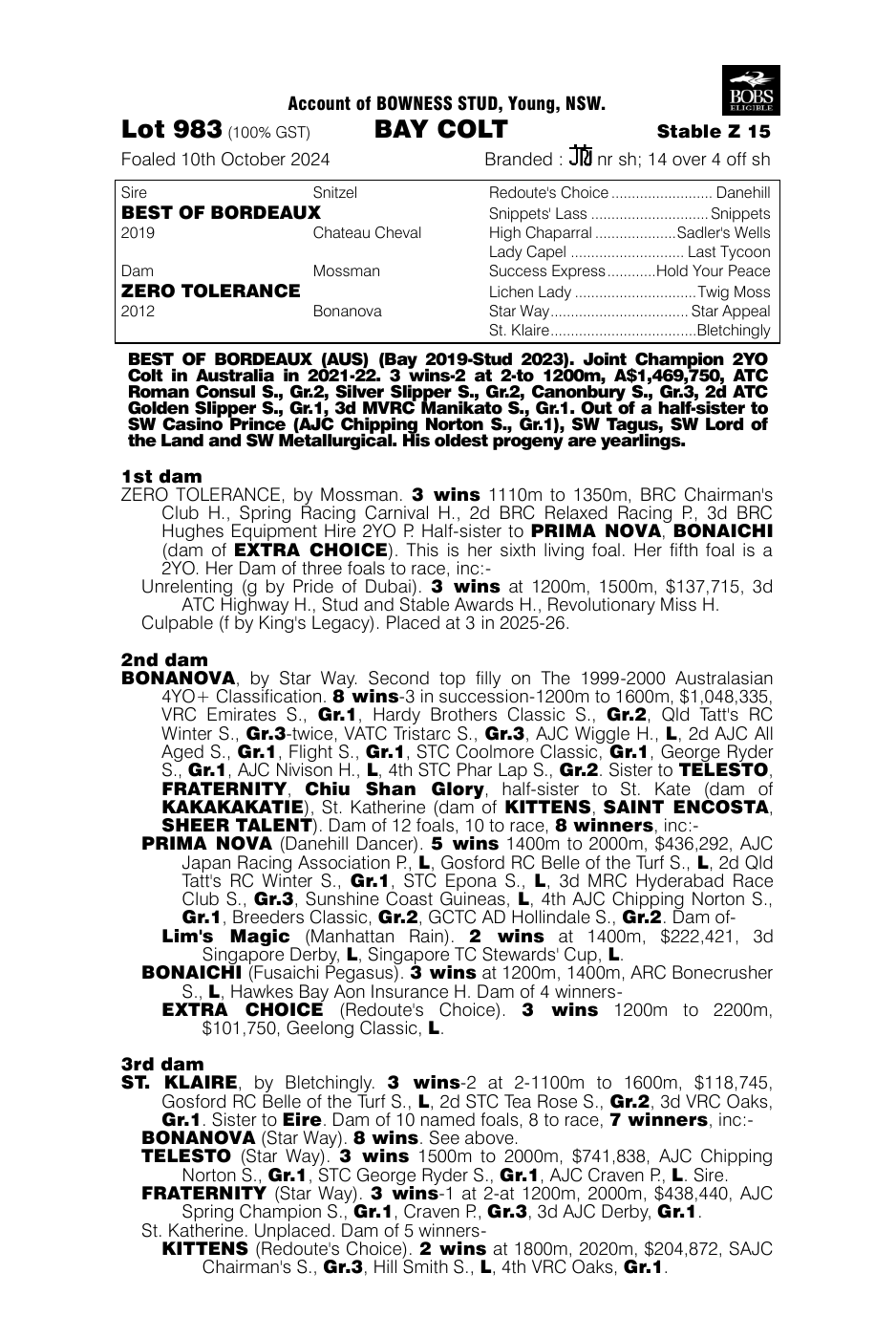 Pedigree - Lot 983