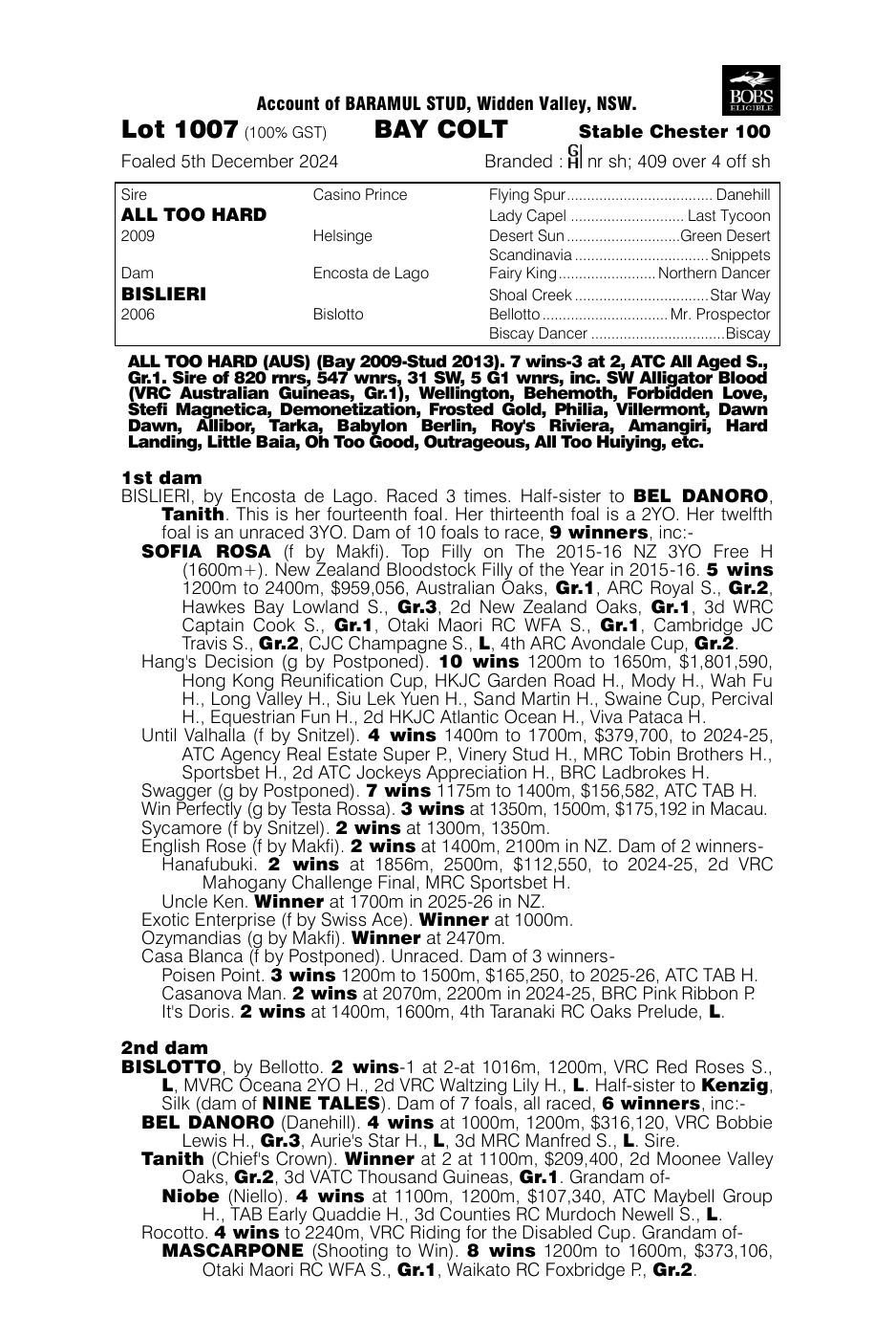 Pedigree - Lot 1007