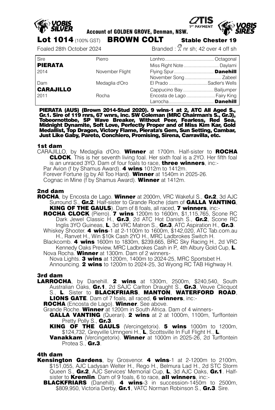Pedigree - Lot 1014