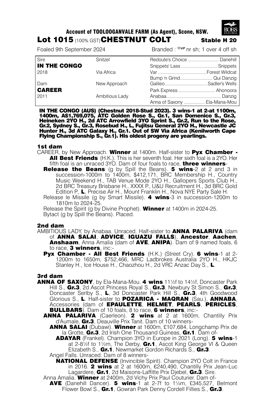 Pedigree - Lot 1015