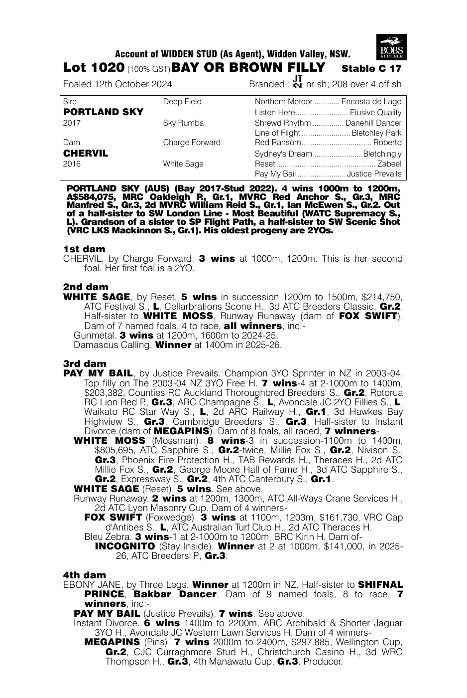 Pedigree - Lot 1020