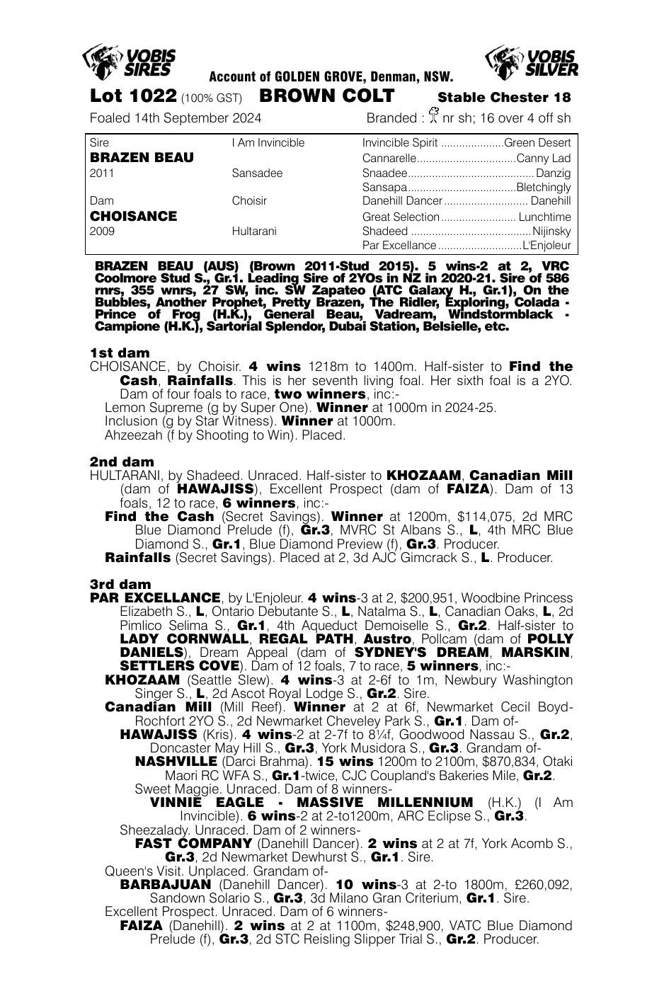 Pedigree - Lot 1022