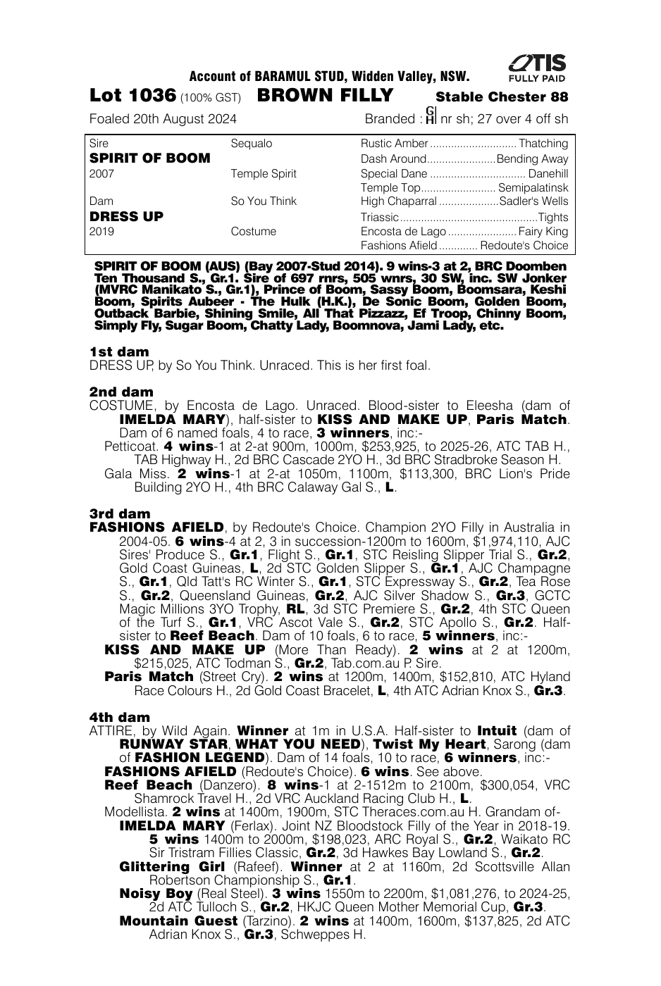Pedigree - Lot 1036