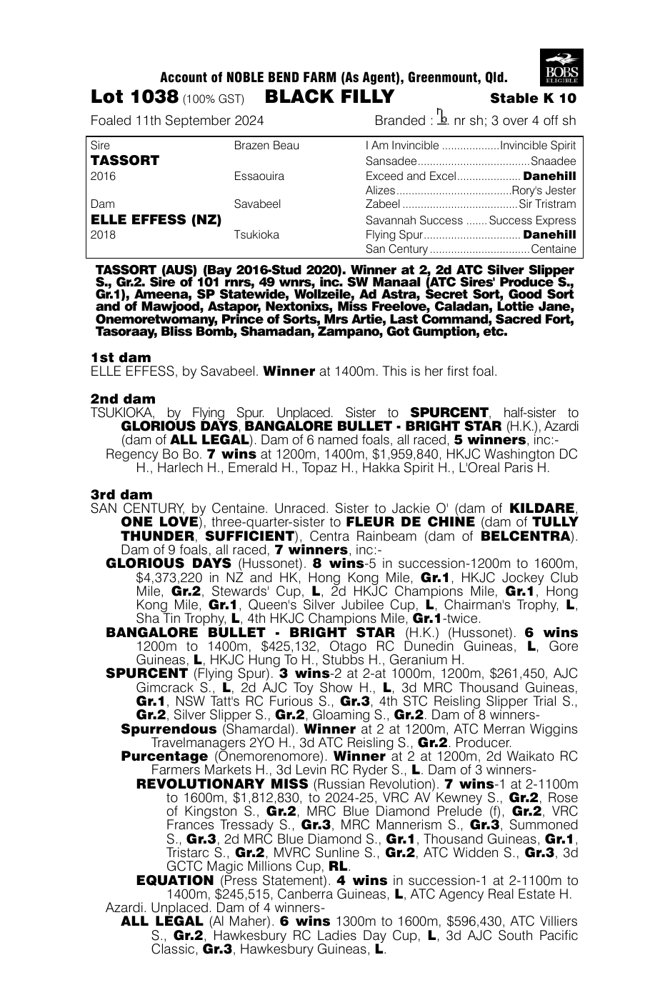 Pedigree - Lot 1038