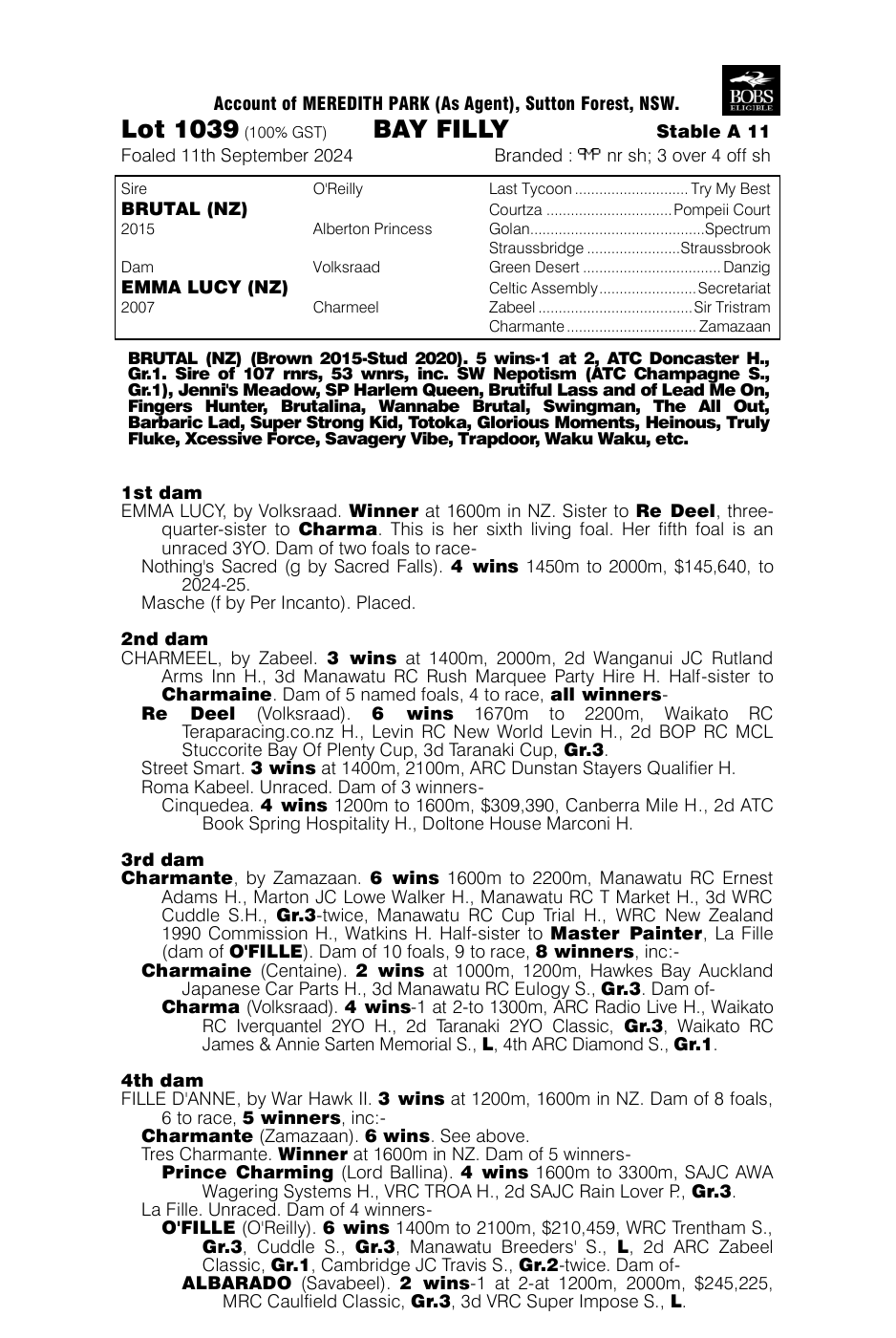 Pedigree - Lot 1039