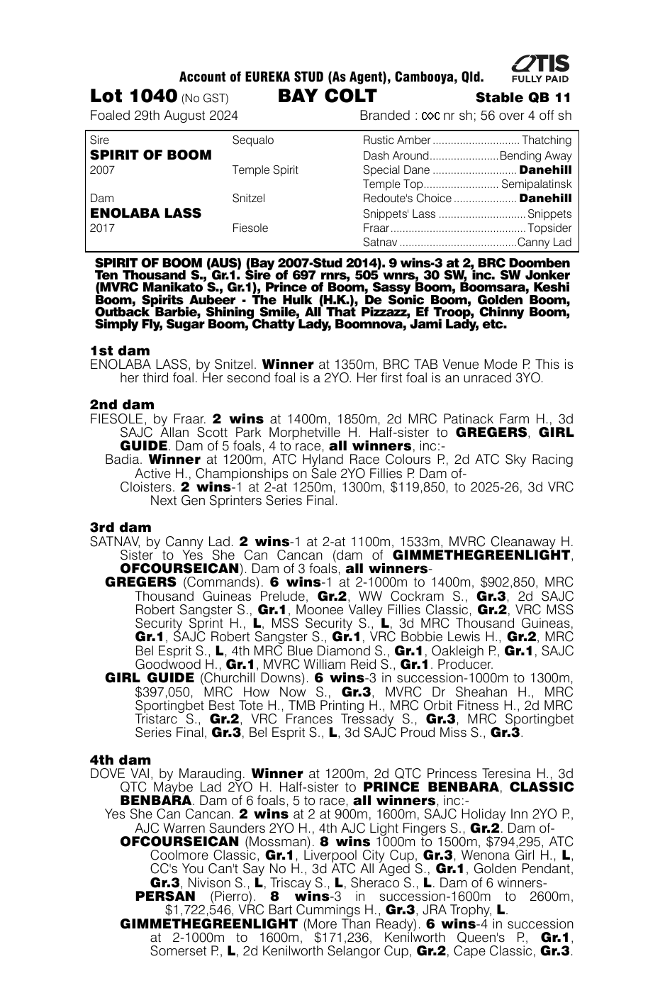 Pedigree - Lot 1040