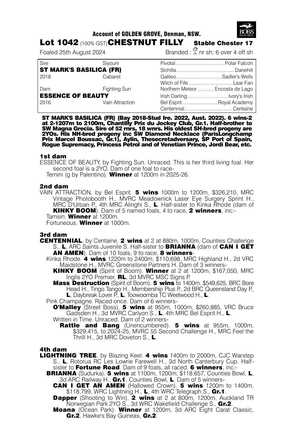 Pedigree - Lot 1042