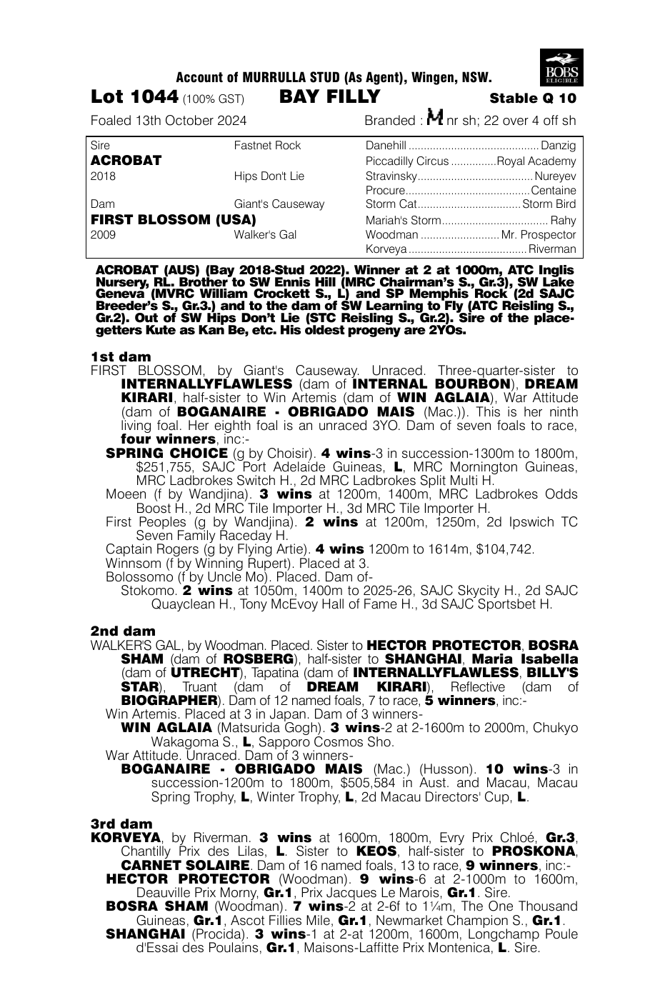 Pedigree - Lot 1044