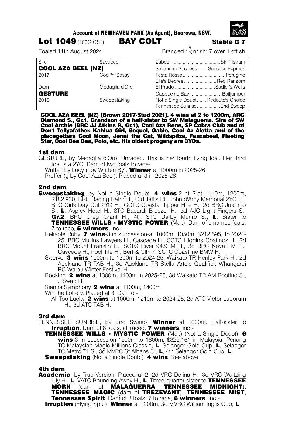 Pedigree - Lot 1049