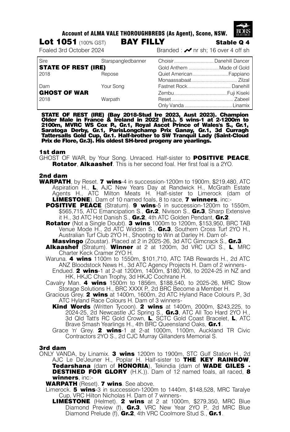 Pedigree - Lot 1051