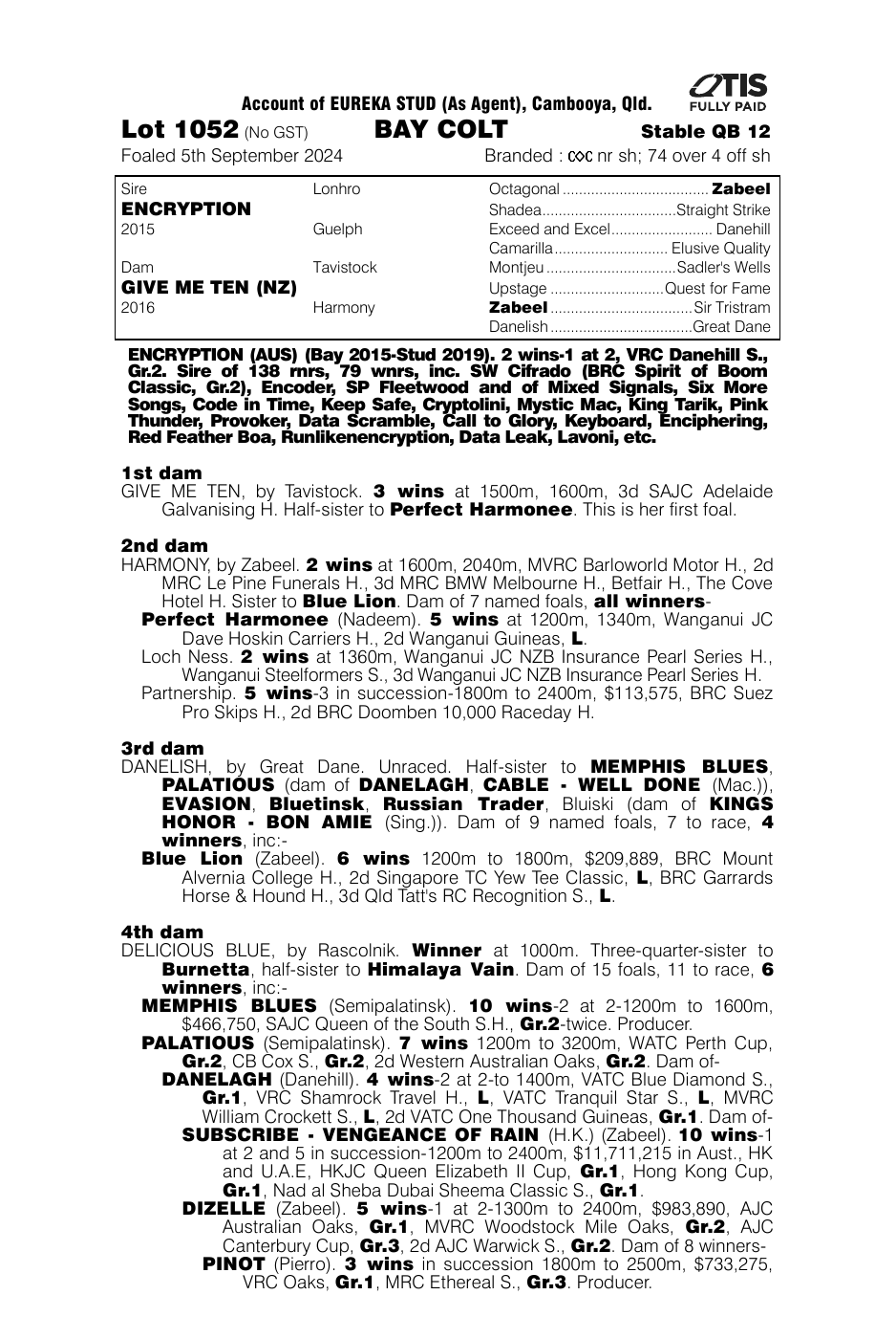 Pedigree - Lot 1052