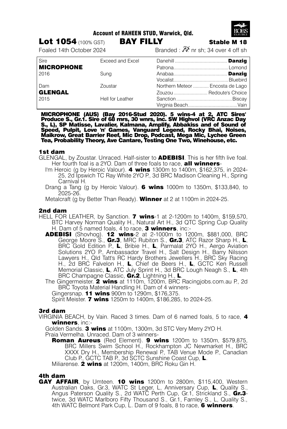 Pedigree - Lot 1054