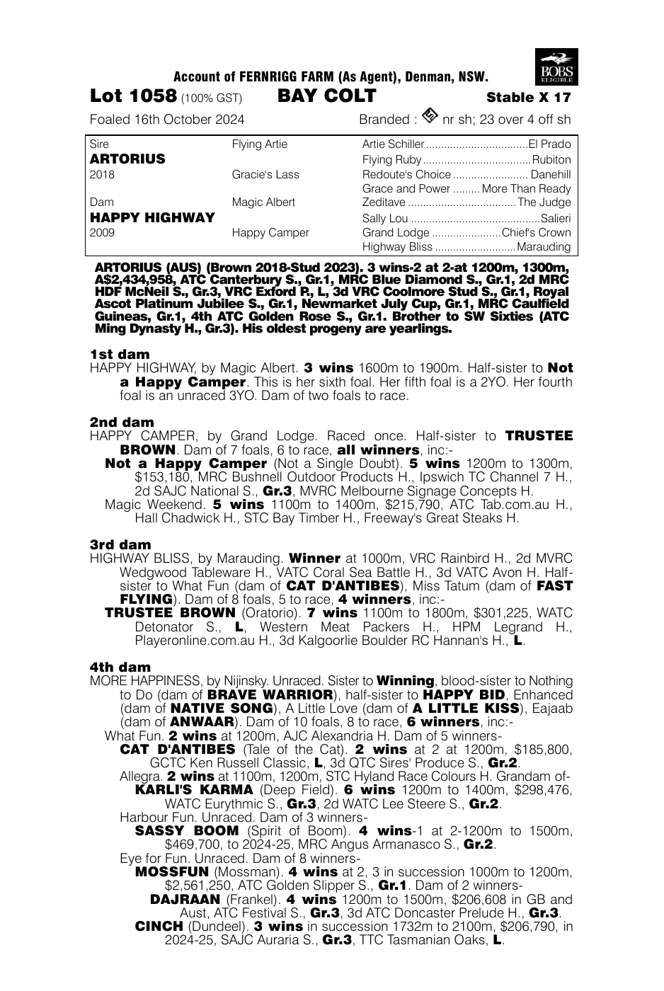 Pedigree - Lot 1058