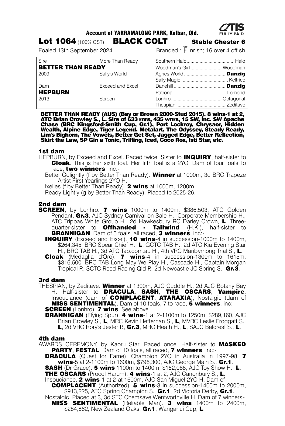 Pedigree - Lot 1064