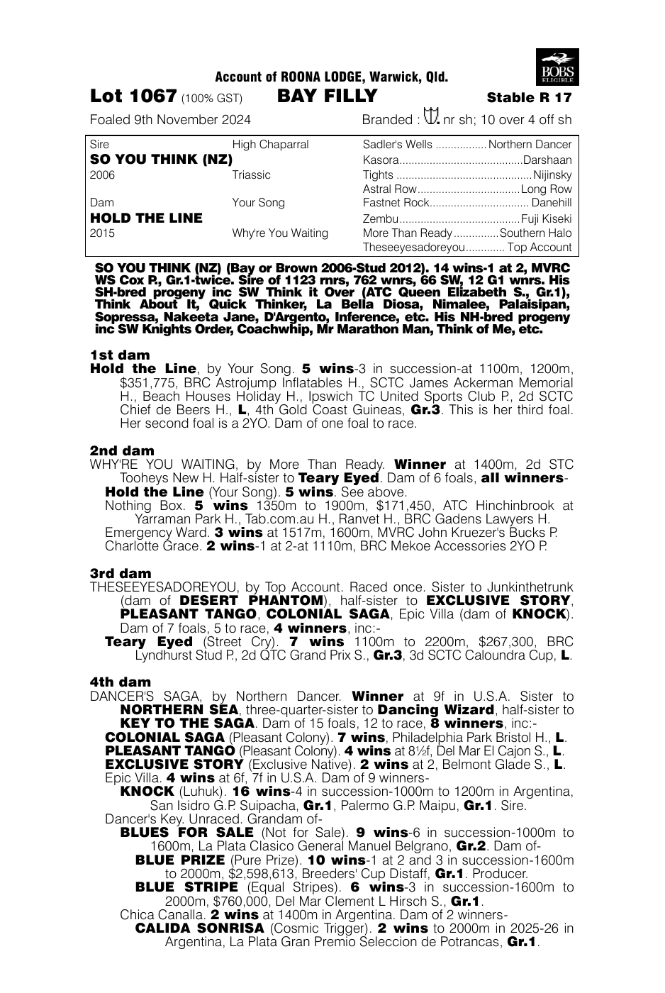 Pedigree - Lot 1067