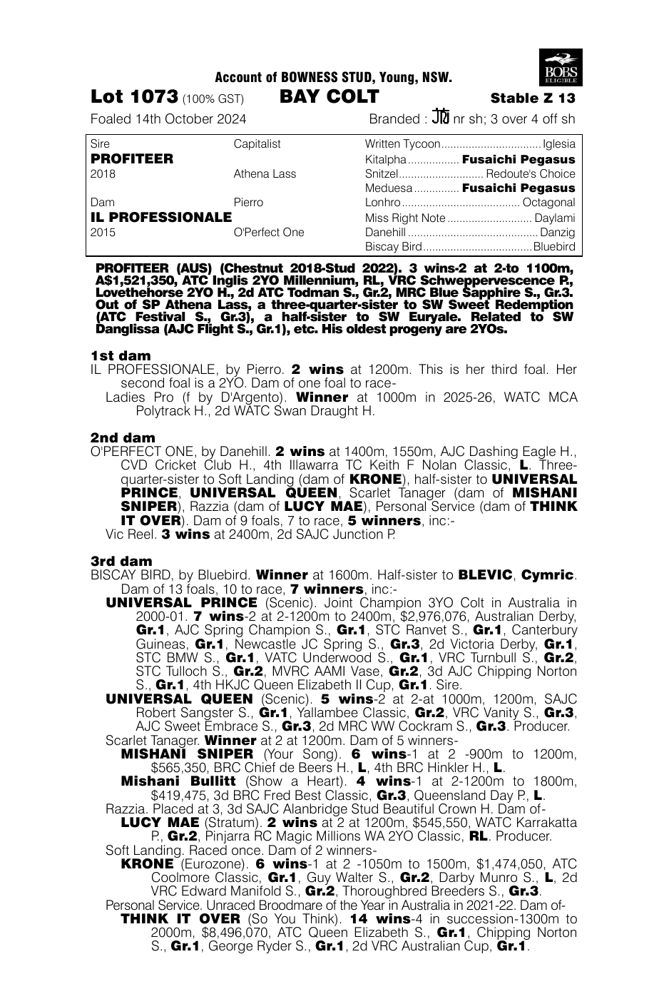 Pedigree - Lot 1073