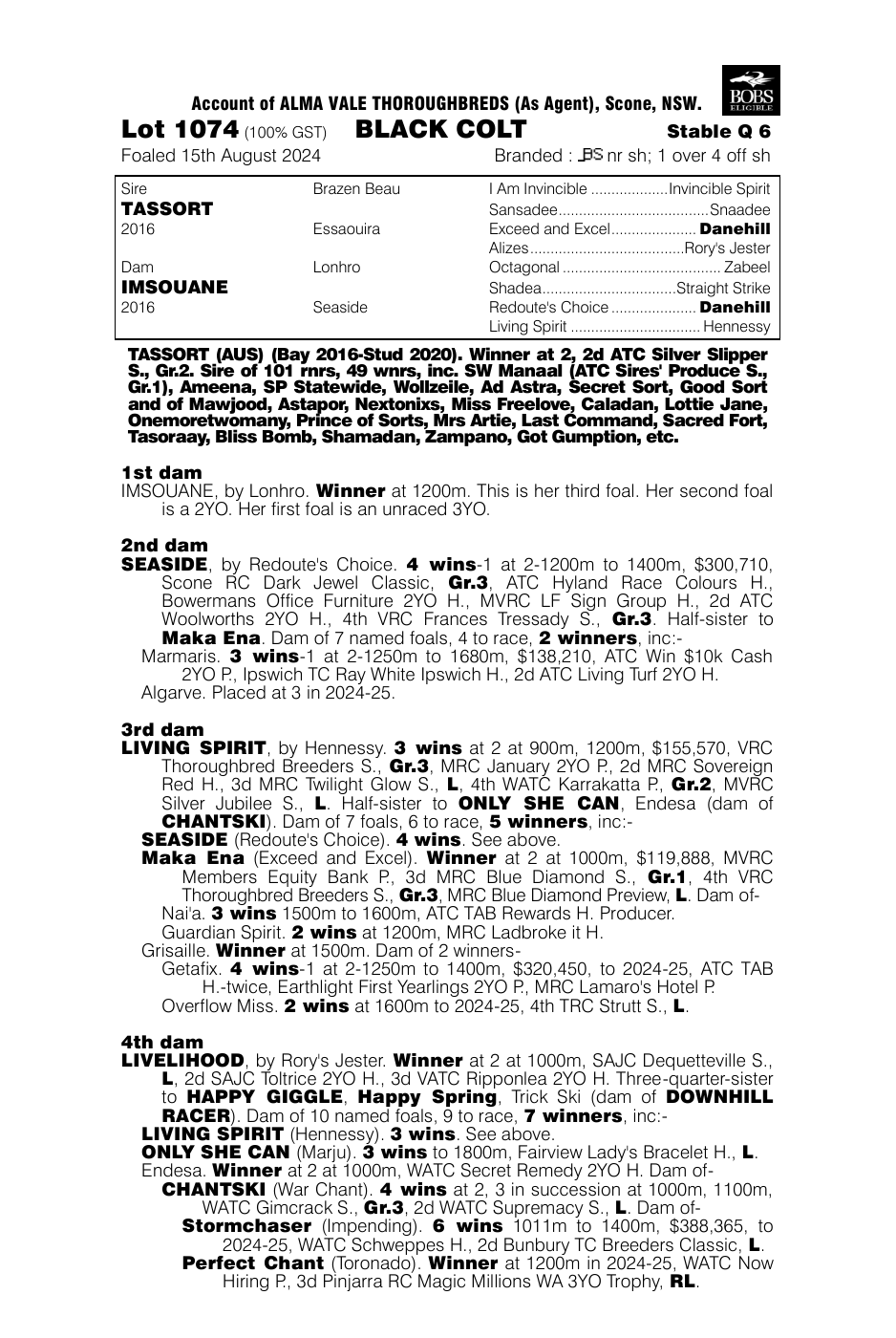 Pedigree - Lot 1074