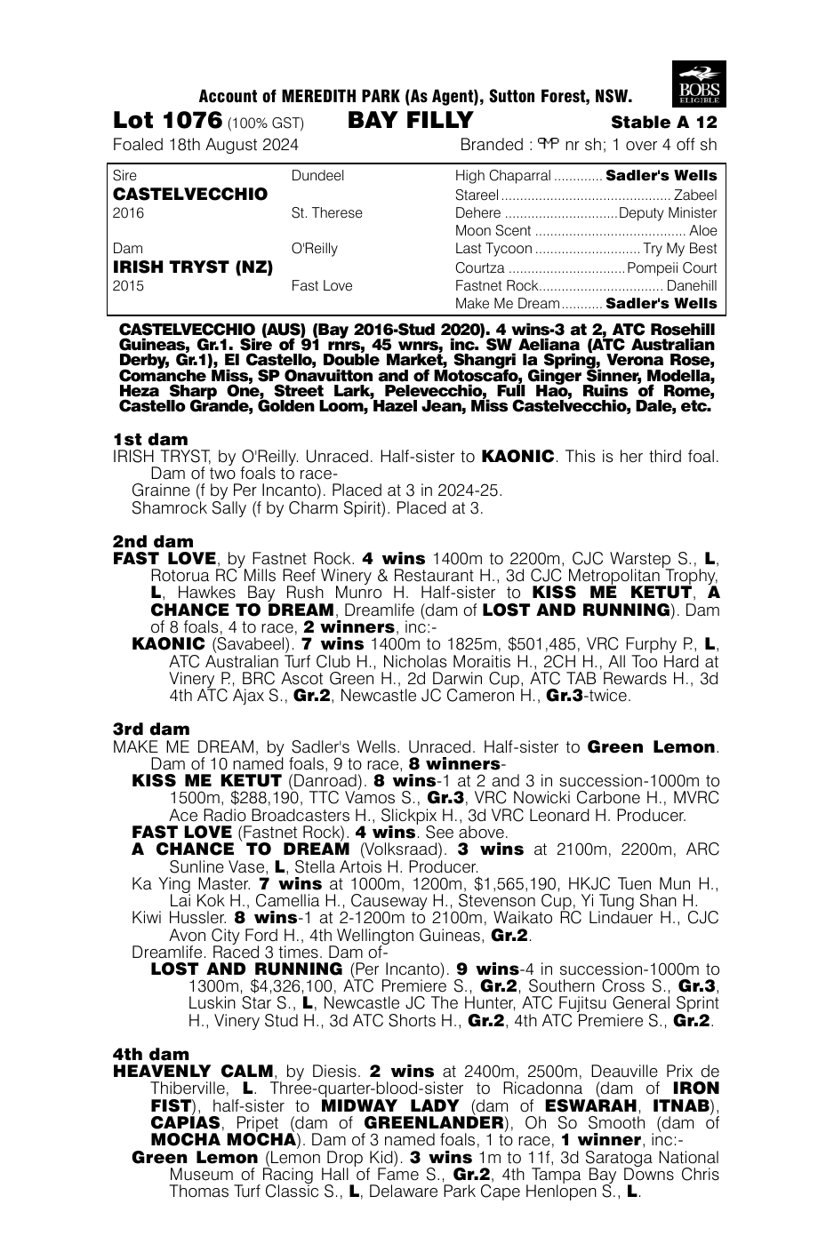 Pedigree - Lot 1076