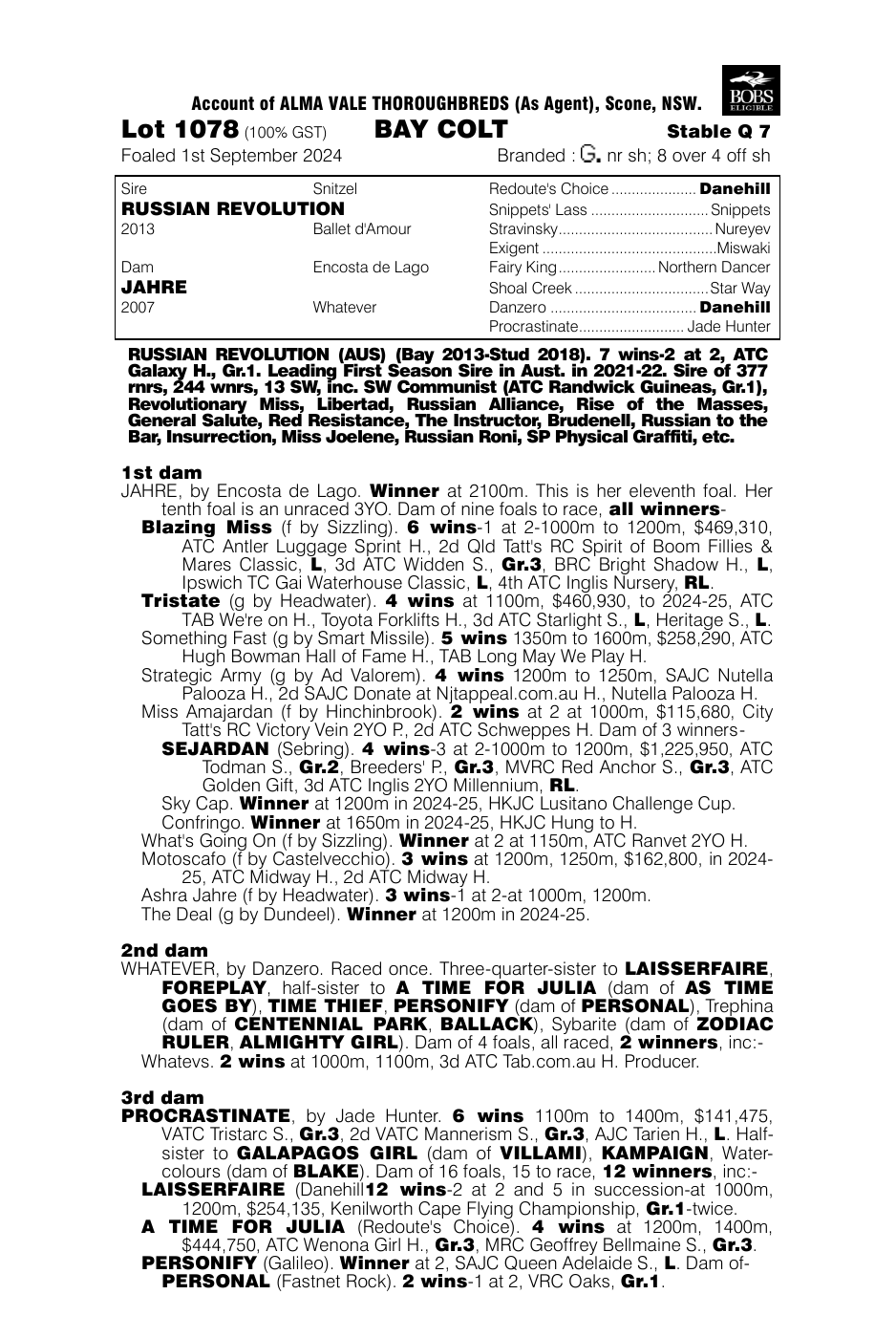 Pedigree - Lot 1078